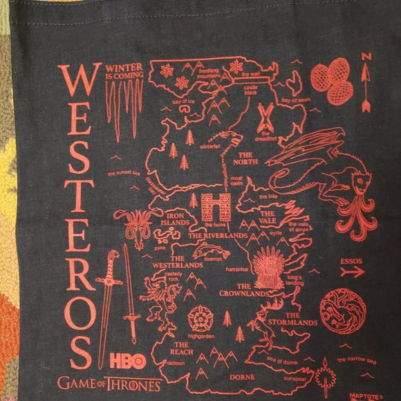 🐲🐉Host Pick🐉🐲Game of Thrones Denim Tote Bag New w/Tag 17.5 x 15 - Picture 1 of 5